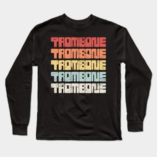 Vintage 70s TROMBONE Text | Marching Band Long Sleeve T-Shirt